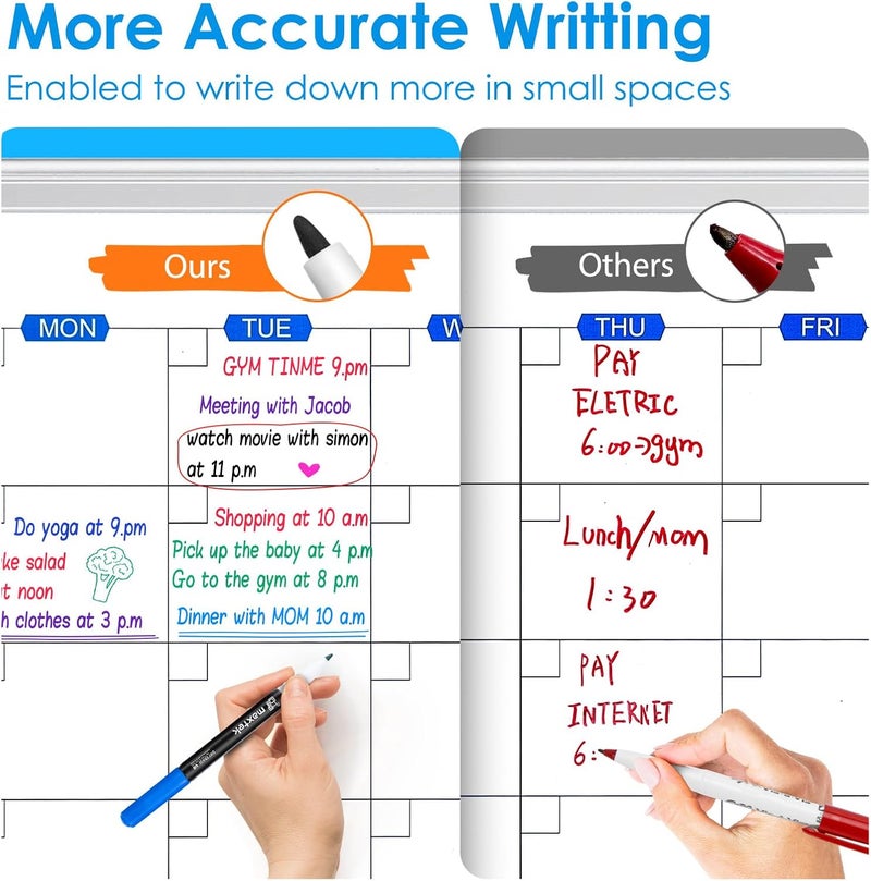 maxtek Dry Erase Markers Ultra Fine Tip, 0.7mm, Low Oror, Extra Fine Point Dry Erase Markers for Planning Whiteboard, Calendar Boards, 6 Count - Image 4